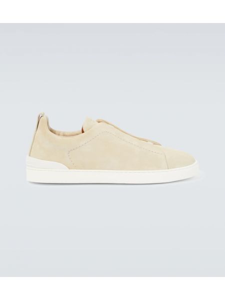 Semsket skinn sneakers Zegna beige