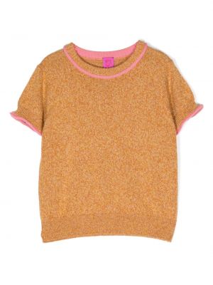 Neulottu puuvilla kashmir t-paita tytöille Cashmere In Love Kids keltainen