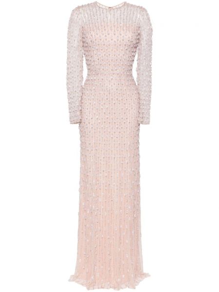 Kristaller düz elbise Jenny Packham pembe