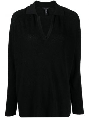 Плетен пуловер с v-образно деколте Eileen Fisher черно