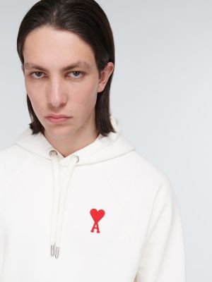 Pamučna hoodie s kapuljačom Ami Paris bijela