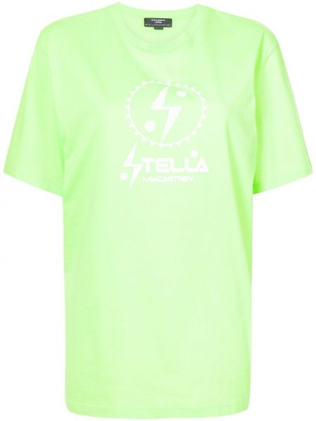 Bombažna majica s potiskom Stella Mccartney zelena