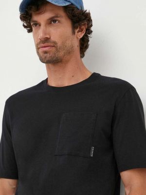 Памучна тениска с дълъг ръкав Sisley черно