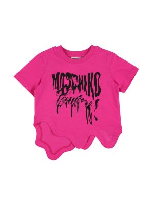 Asymmetrisk jersey bomull t-skjorte for jenter Moschino