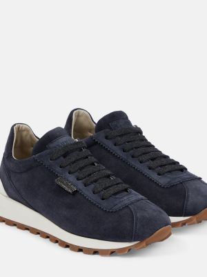 Semsket skinn sneakers Brunello Cucinelli blå