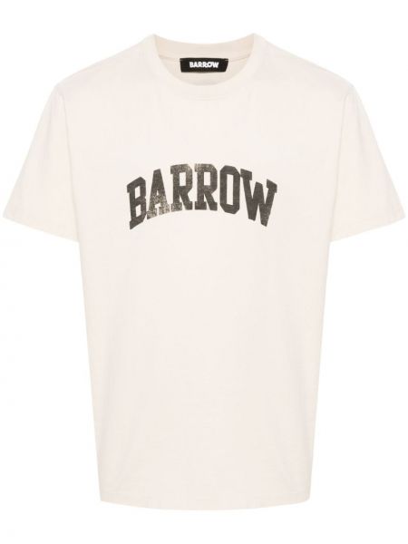 Памучна тениска с принт Barrow бежово