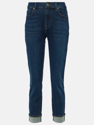 Kõrge vöökohaga kitsa lõikega teksapüksid 7 For All Mankind sinine