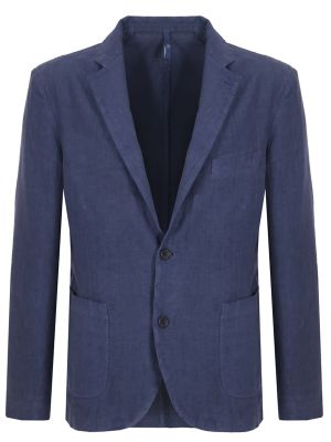 Льняной длинный пиджак 120% Lino синий