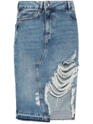 Spódnica jeansowa z przetarciami Patrizia Pepe niebieska