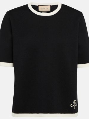 Vlnené tričko Gucci čierna