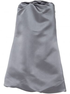 Hedvábné saténové koktejlové šaty Prada šedé