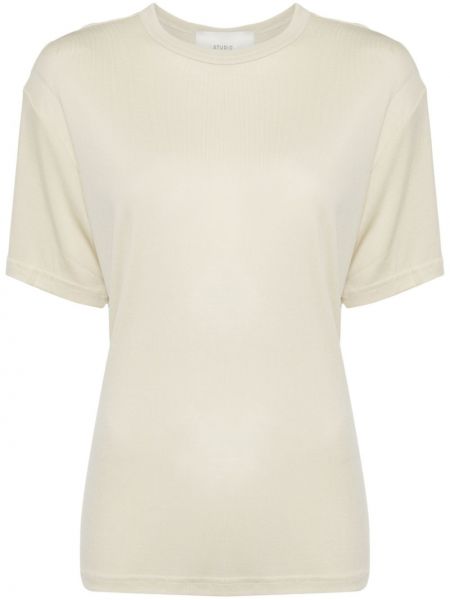 Μπλούζα lyocell με στρογγυλή λαιμόκοψη Studio Nicholson μπεζ