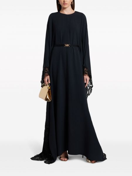 Krajkové saténové večerní šaty Versace černé
