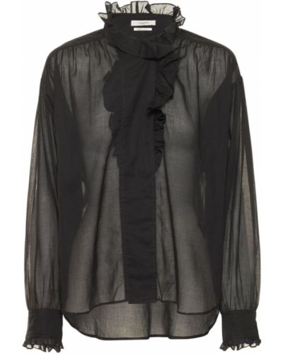 Camisa de algodón con volantes Marant Etoile negro