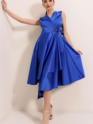 Krajkové saténové šněrovací šaty By Saygı modré