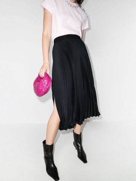 Falda midi asimétrica plisada Givenchy negro