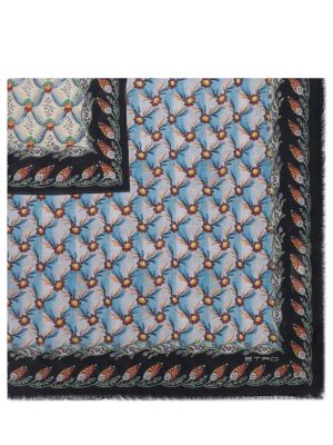 Кашемировый шелковый шарф Etro голубой