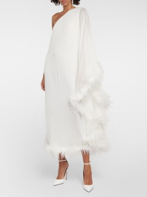 Vestido largo con plumas de plumas Rixo blanco