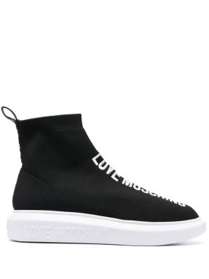 Sneakersy z nadrukiem Love Moschino czarne