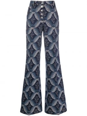 Žakárové voľné kvetinové džínsy Etro modrá