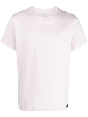 Памучна тениска бродирана Courreges розово