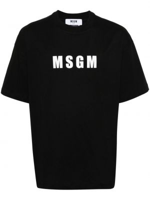 T-shirt en coton à imprimé Msgm noir