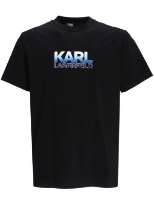 Bombažna majica s potiskom Karl Lagerfeld črna