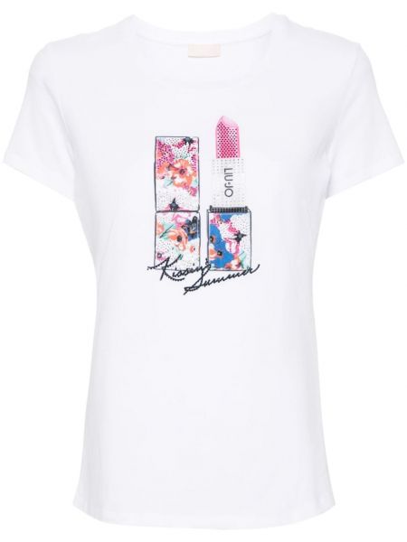 Kokvilnas t-krekls ar apdruku Liu Jo balts