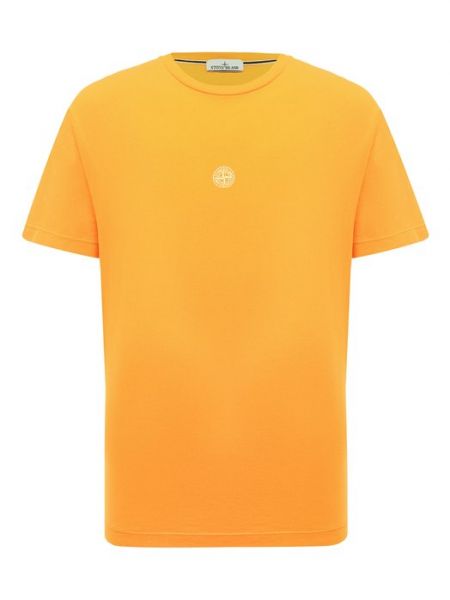 Хлопковая футболка Stone Island оранжевая