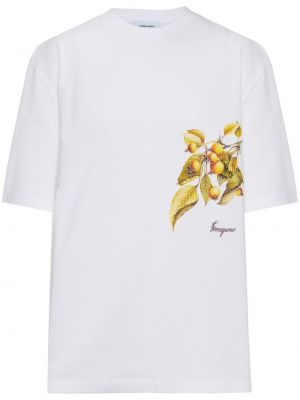 Βαμβακερή μπλούζα με σχέδιο Ferragamo λευκό