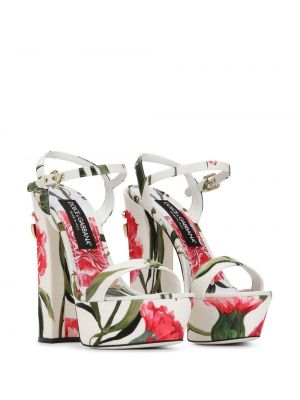 Sandales ar ziediem ar platformu ar apdruku Dolce & Gabbana balts