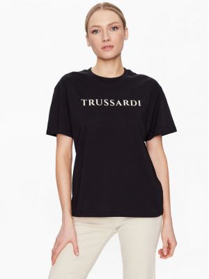 Raštuotas marškinėliai Trussardi juoda