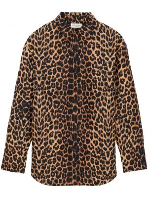 Svilena srajca s potiskom z leopardjim vzorcem Saint Laurent