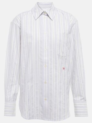 Oversize памучна риза на райета Victoria Beckham бяло