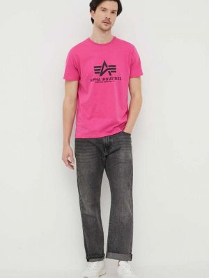 Pamučna majica Alpha Industries ružičasta