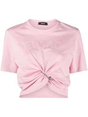 Medvilninis marškinėliai Versace rožinė