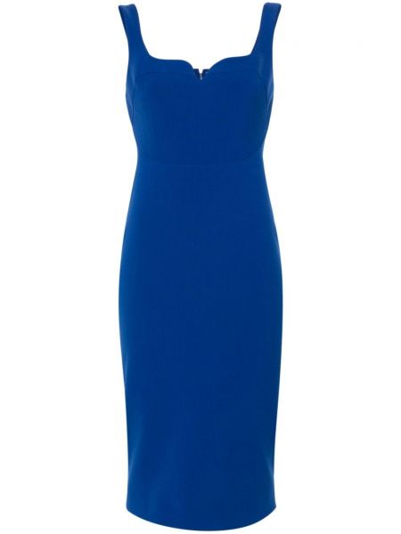 Krepové šaty bez rukávov Victoria Beckham modrá