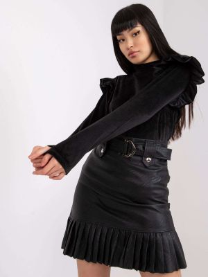 Велур блуза с волани Fashionhunters черно