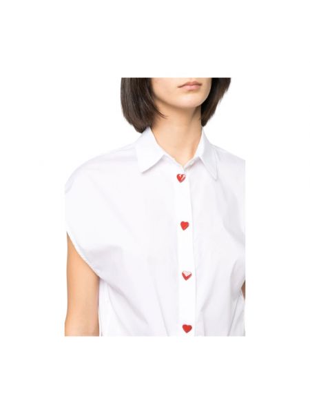 Camisa con botones sin mangas con corazón Love Moschino blanco
