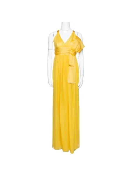 Jedwabna sukienka Dolce & Gabbana Pre-owned żółta