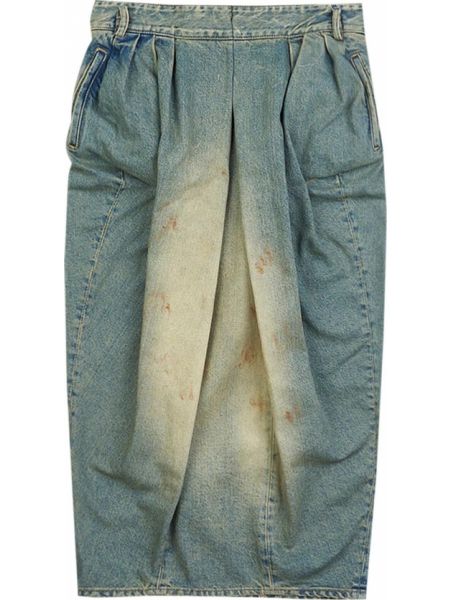 Плиссированная джинсовая юбка Maison Margiela синяя