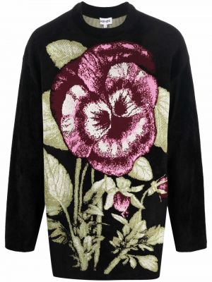 Жакардов oversize пуловер на цветя Kenzo черно