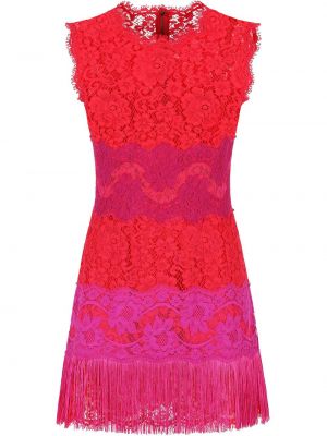 Mini vestido con flecos de encaje Dolce & Gabbana rojo