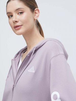 Bluza z kapturem bawełniana Adidas fioletowa