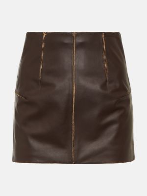 Кожаная юбка Mm6 Maison Margiela коричневая