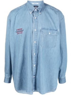 Siuvinėta džinsiniai marškiniai J.press mėlyna