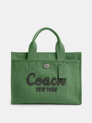 Bolso shopper con cremallera de algodón Coach verde
