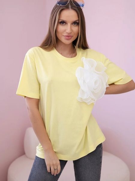 Bombažna bluza s cvetličnim vzorcem Kesi rumena