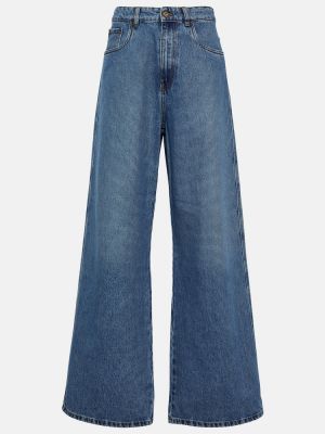 Voľné džínsy s vysokým pásom Miu Miu modrá