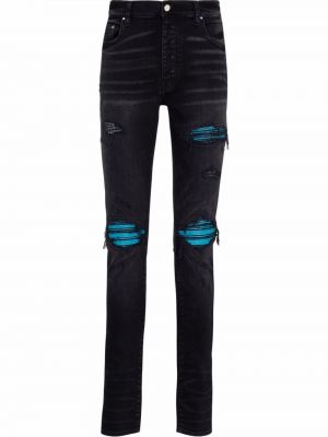 Klasické skinny džíny s dírami Amiri - černá